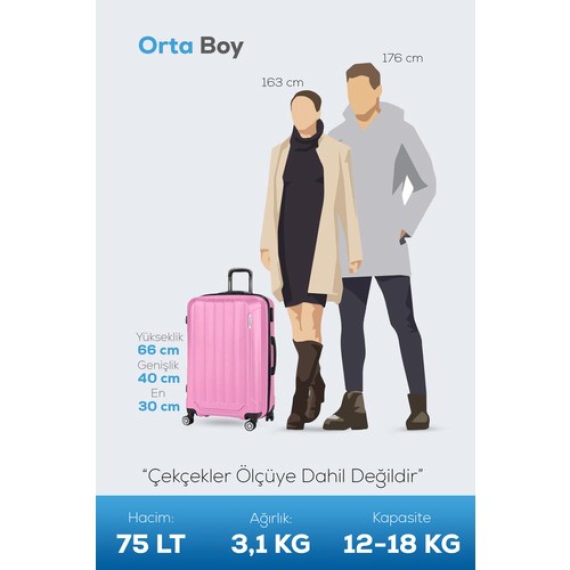 Polo&Sky Spring Model Orta Boy Pembe Renk Valiz Bavul