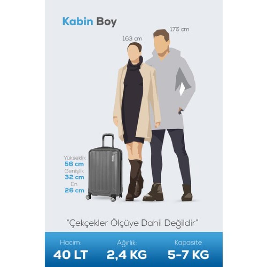 Polo&Sky Spring Model Füme Renk Kabin Boy Valiz Bavul