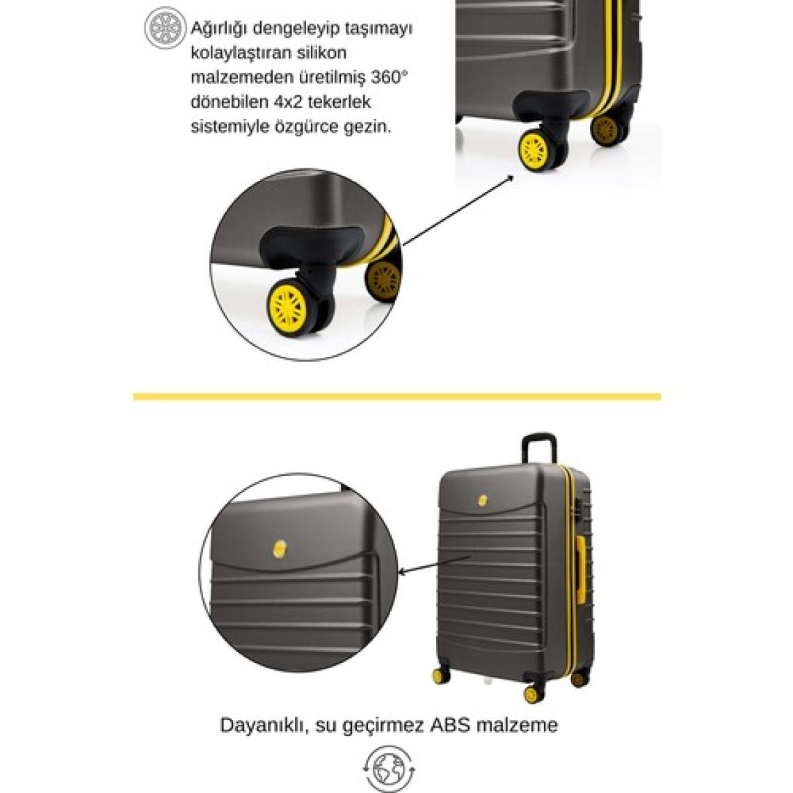3'lü Valiz Seti Büyük Boy - Orta Boy - Kabin Boy Antrasit 1168