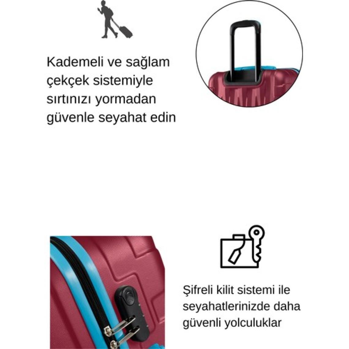 Orta Boy Valiz 4x2 Teker Bordo 1167