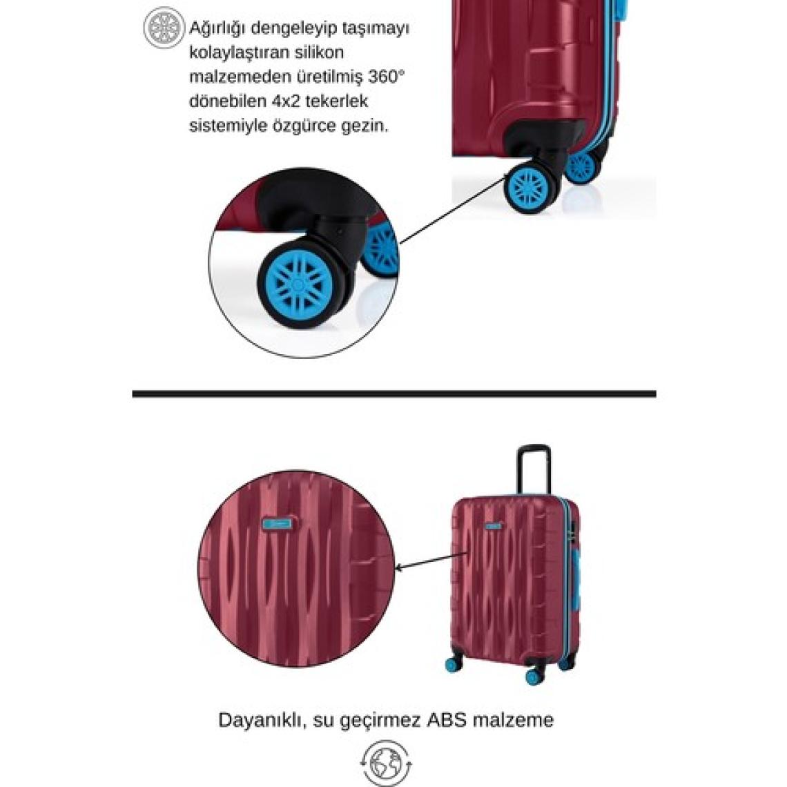 Orta Boy Valiz 4x2 Teker Bordo 1167