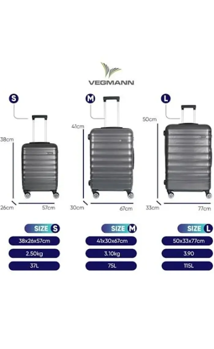 Vegmann Delphin Antrasit 3'lü Valiz Seti