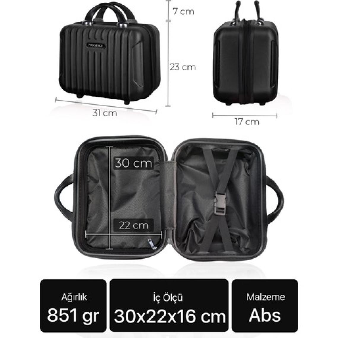 Polo&Sky  Class Model Siyah Renk Abs Makyaj Çantası El Valizi