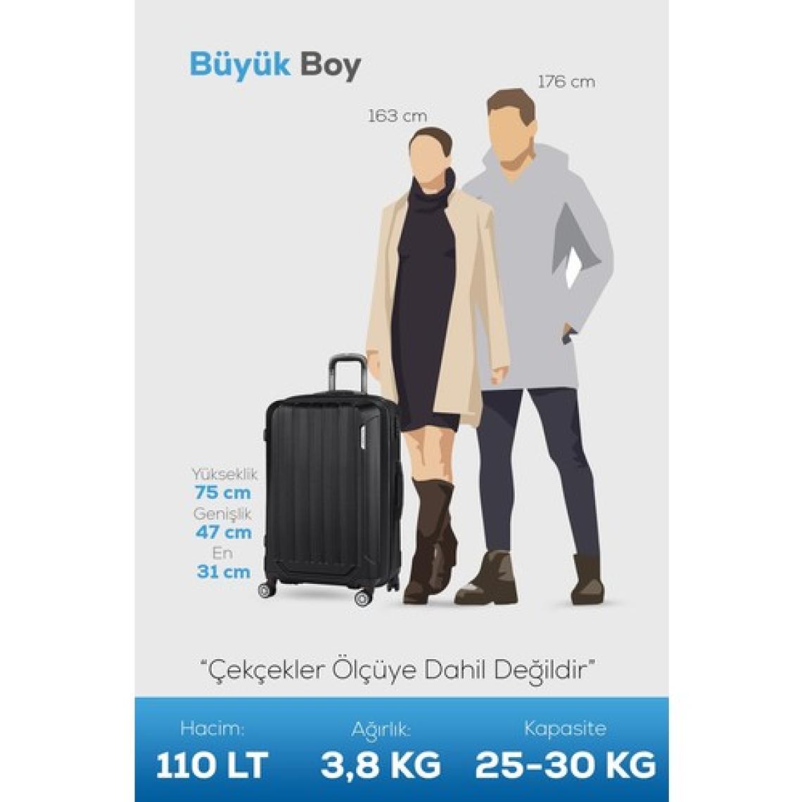 Polo&Sky Spring Model Siyah Renk Büyük Boy Valiz Bavul