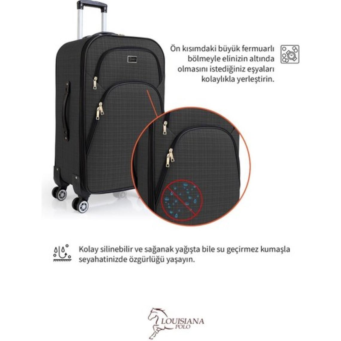 Orta ve Kabin Boy Valiz Seti 4 Teker Kumaş Valiz Antrasit 1081