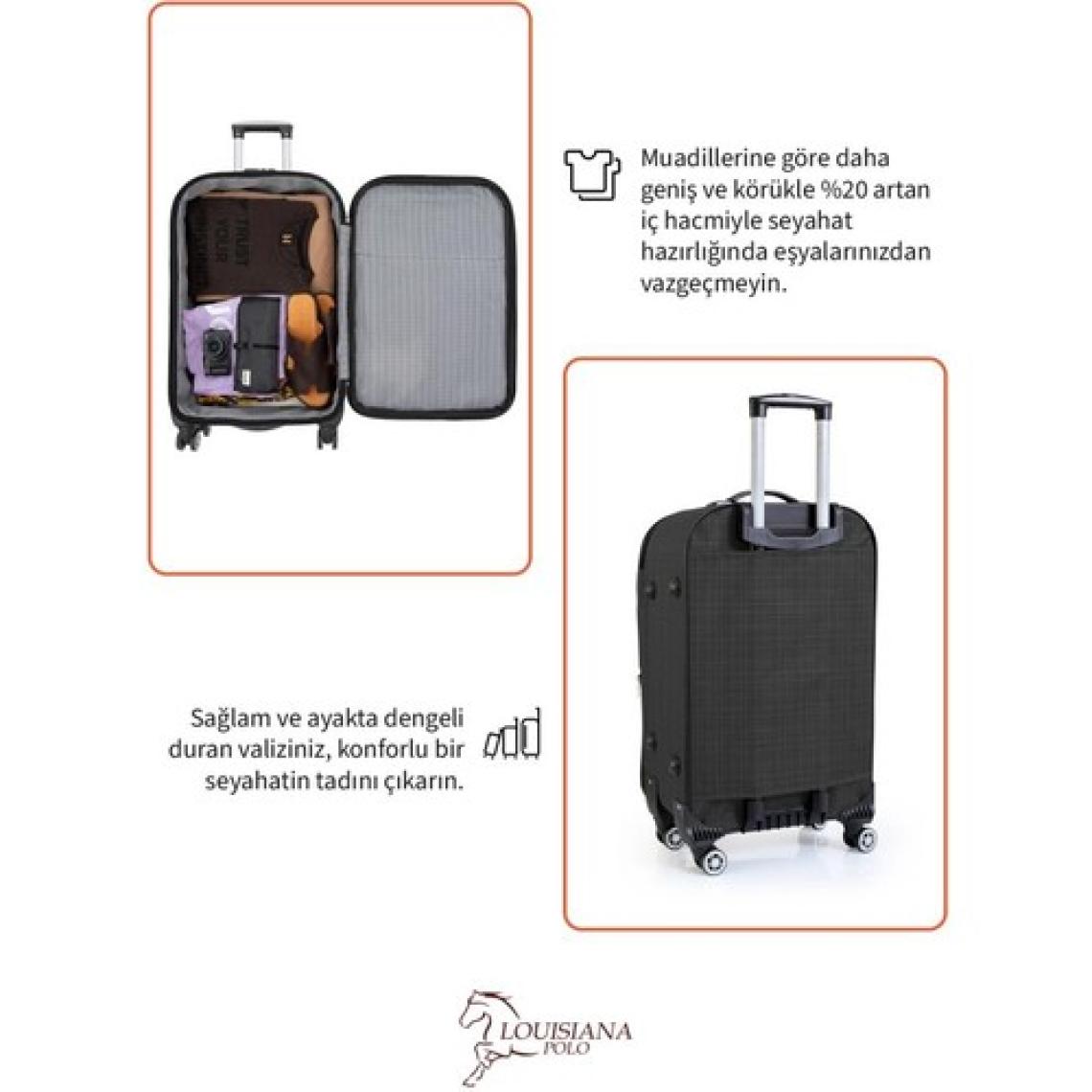 Orta ve Kabin Boy Valiz Seti 4 Teker Kumaş Valiz Antrasit 1081