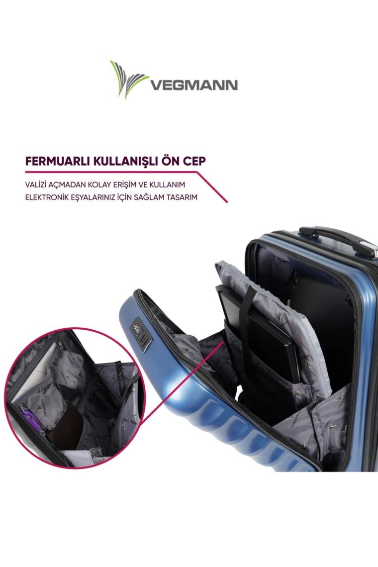 Vegmann Wave Laptop Bölmeli Mavi Kabin Boy Valiz