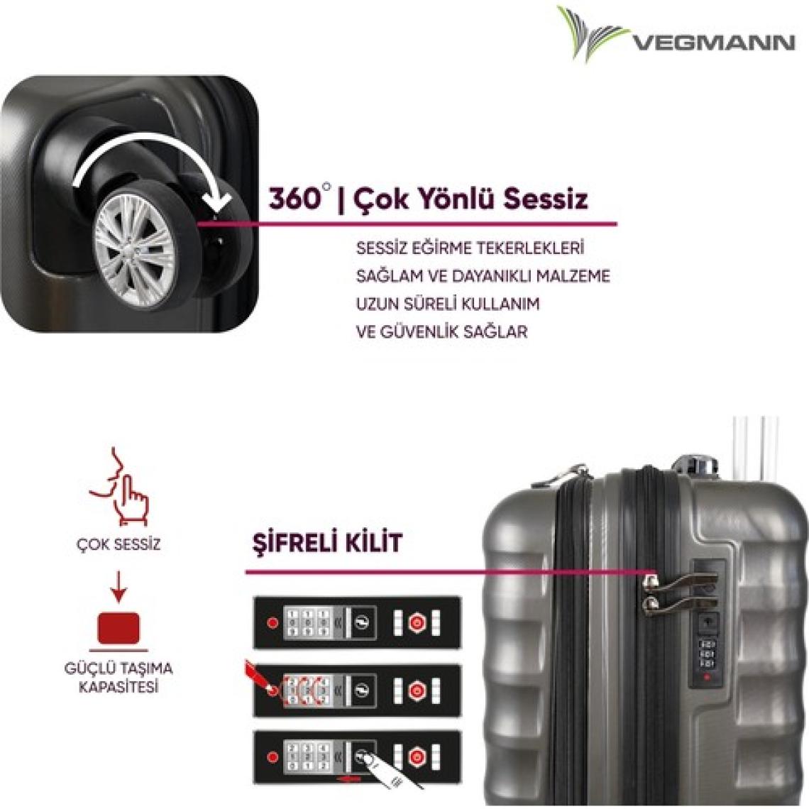 Vegmann Wave Laptop Bölmeli Antrasit Kabin Boy Valiz