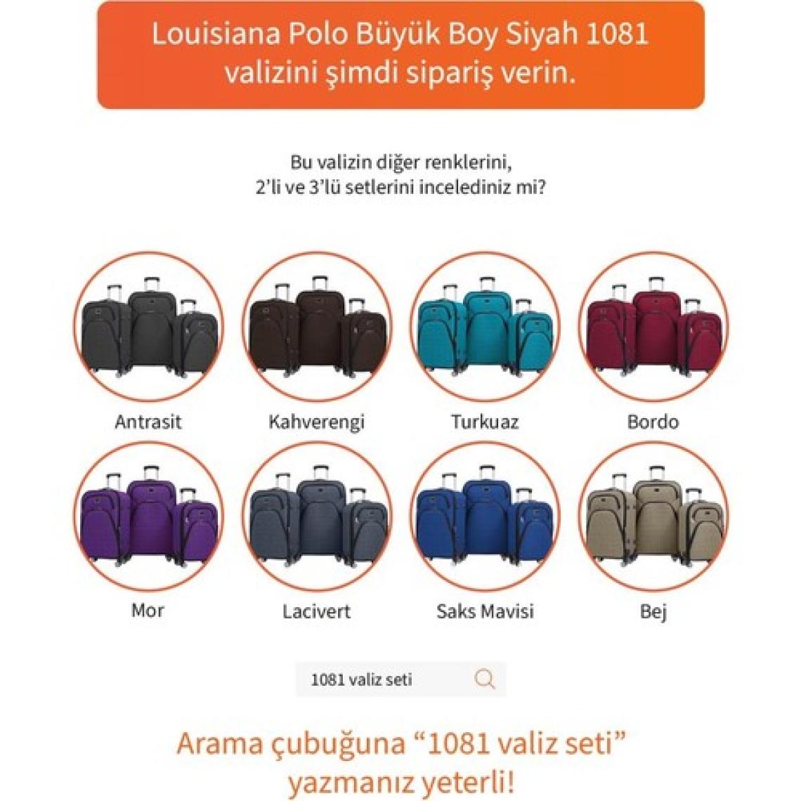 Louisiana Polo Büyük Boy 4 Teker Kumaş Valiz Siyah 1081