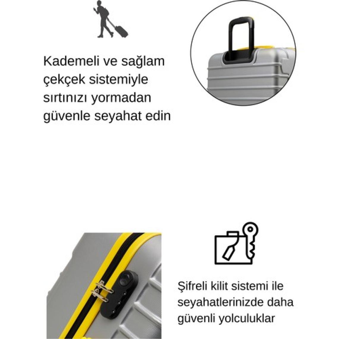 2'li Valiz Seti Orta Boy - Kabin Boy Gri 1168