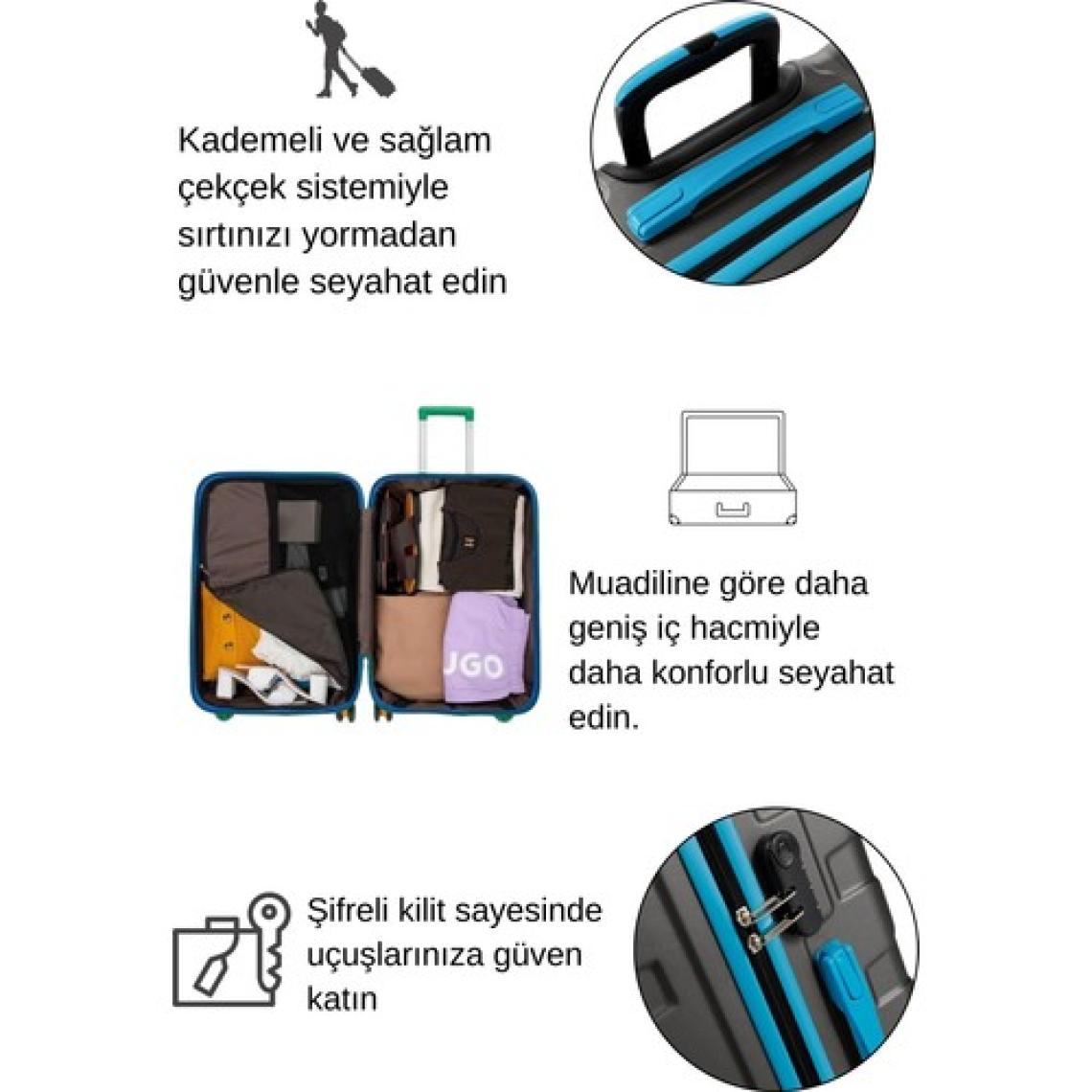 2'li Valiz Seti Orta Boy - Kabin Boy Antrasit 1167