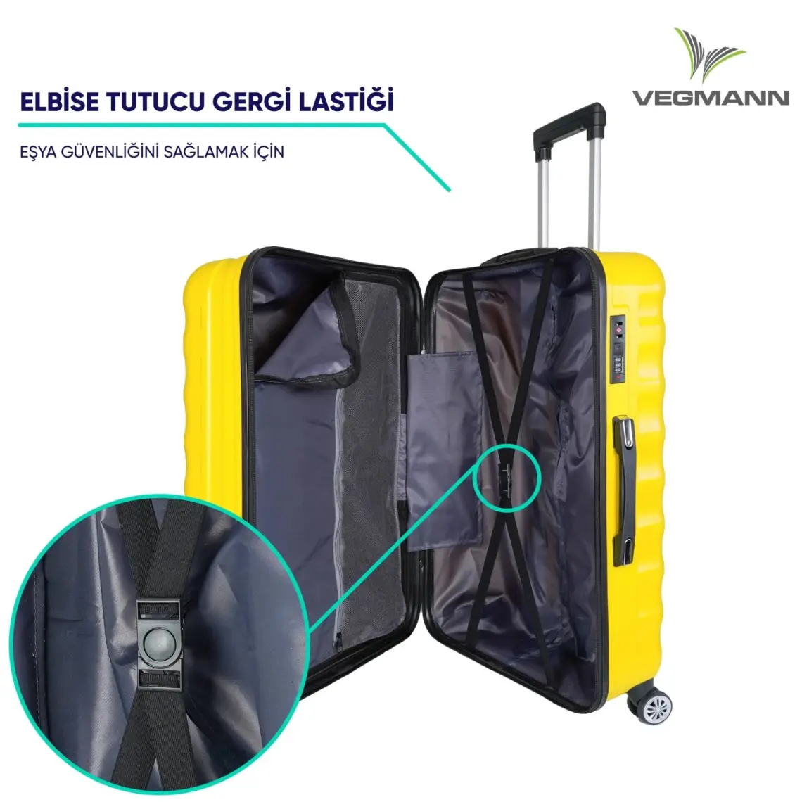 Vegmann Delphin Sarı 3 Lü Valiz Seti