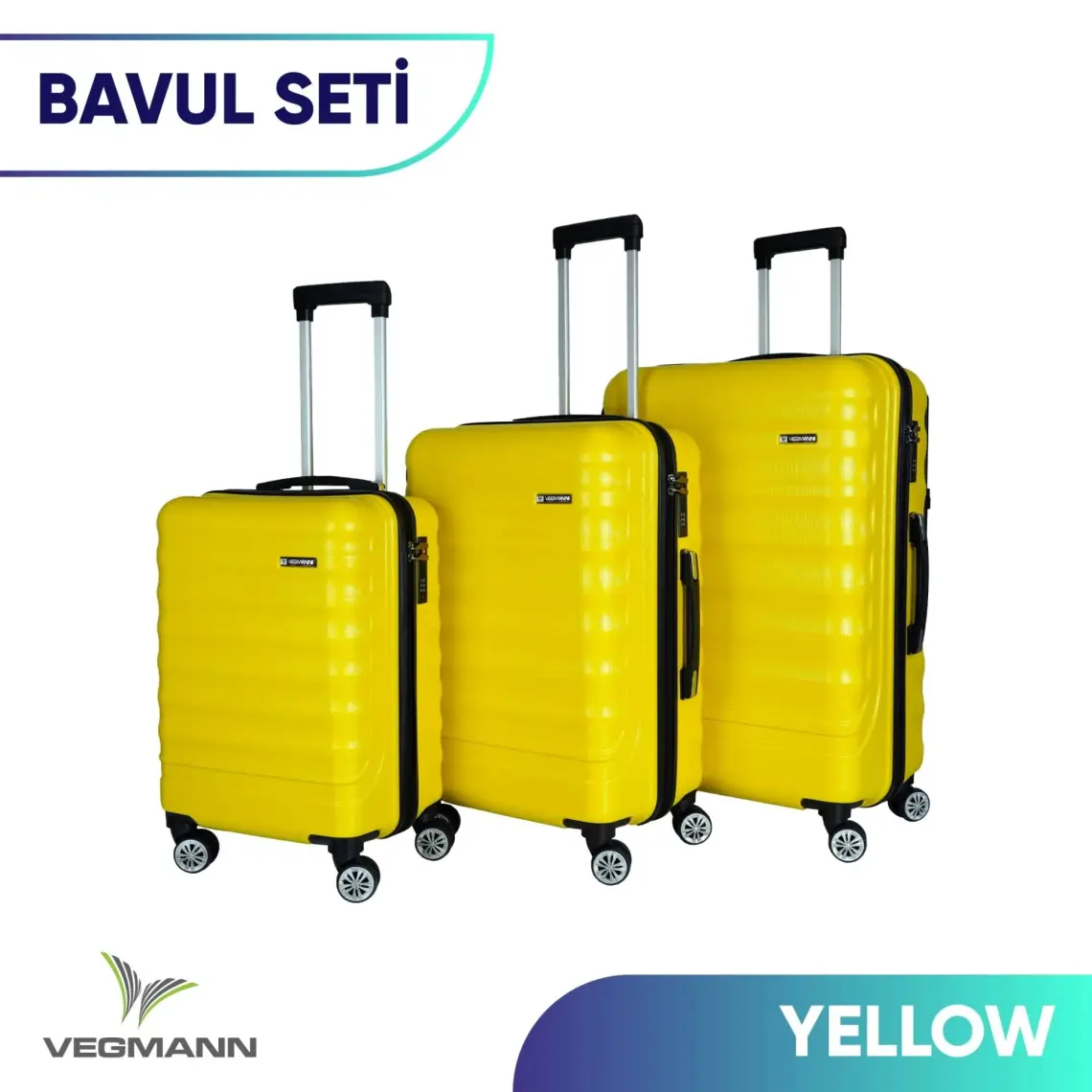 Vegmann Delphin Sarı 3 Lü Valiz Seti