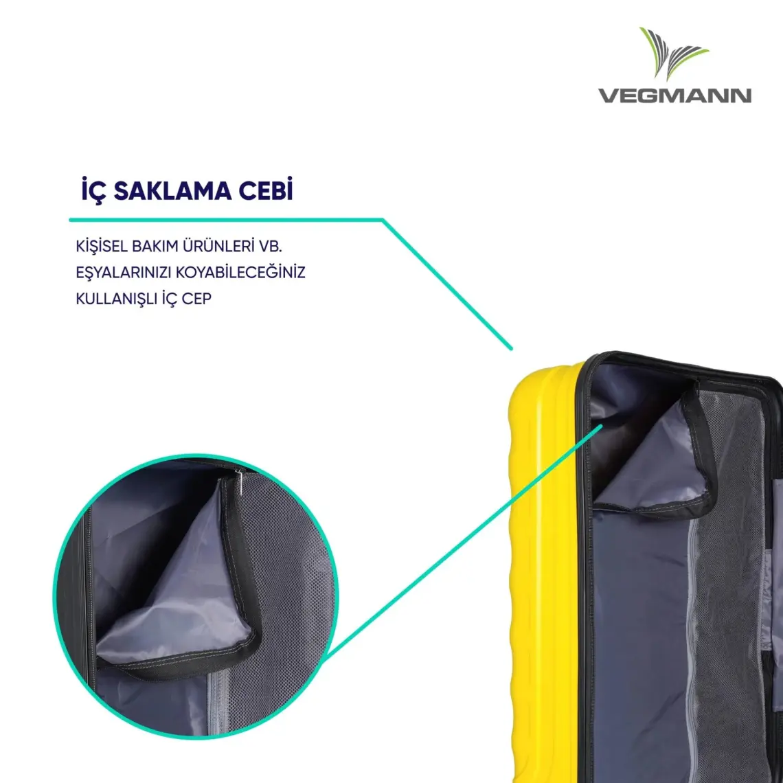 Vegmann Delphin Sarı 3 Lü Valiz Seti