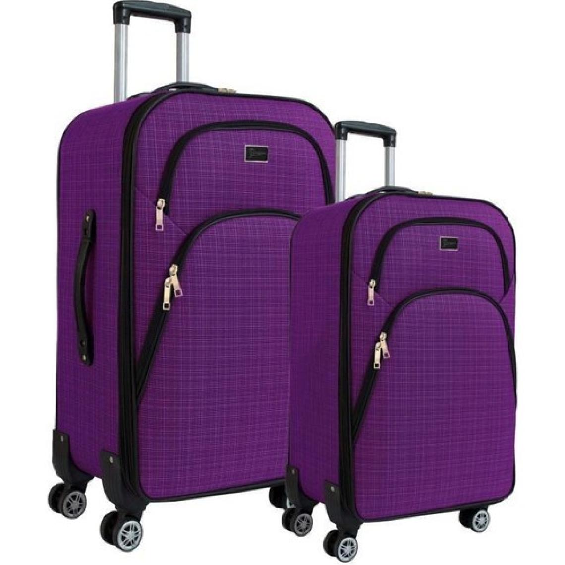 Orta ve Kabin Boy Valiz Seti 4 Teker Kumaş Valiz Mor 1081