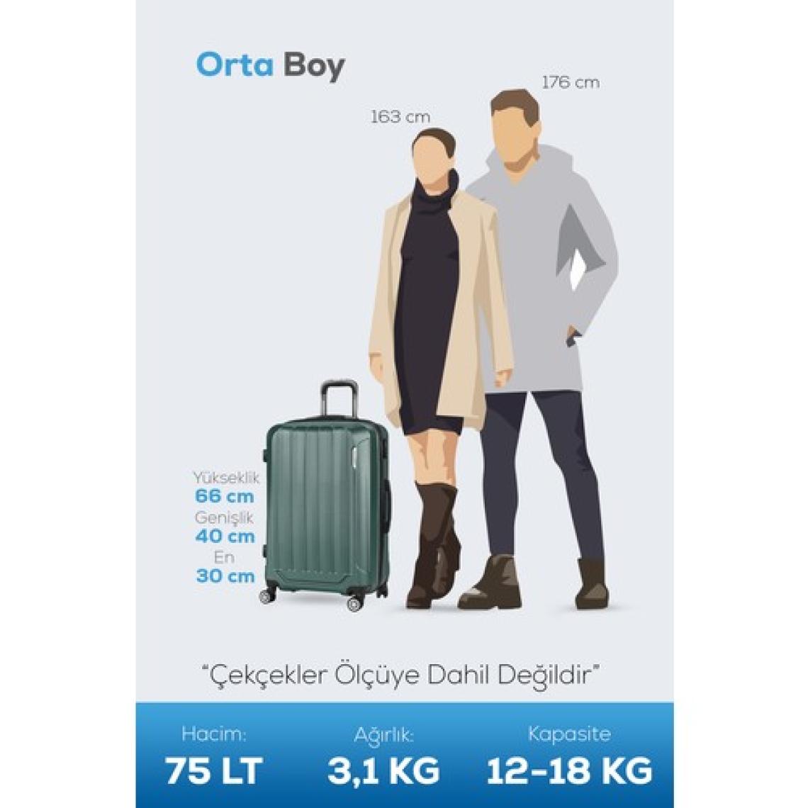 Polo&sky Spring Model Haki Renk Orta Boy Valiz Bavul