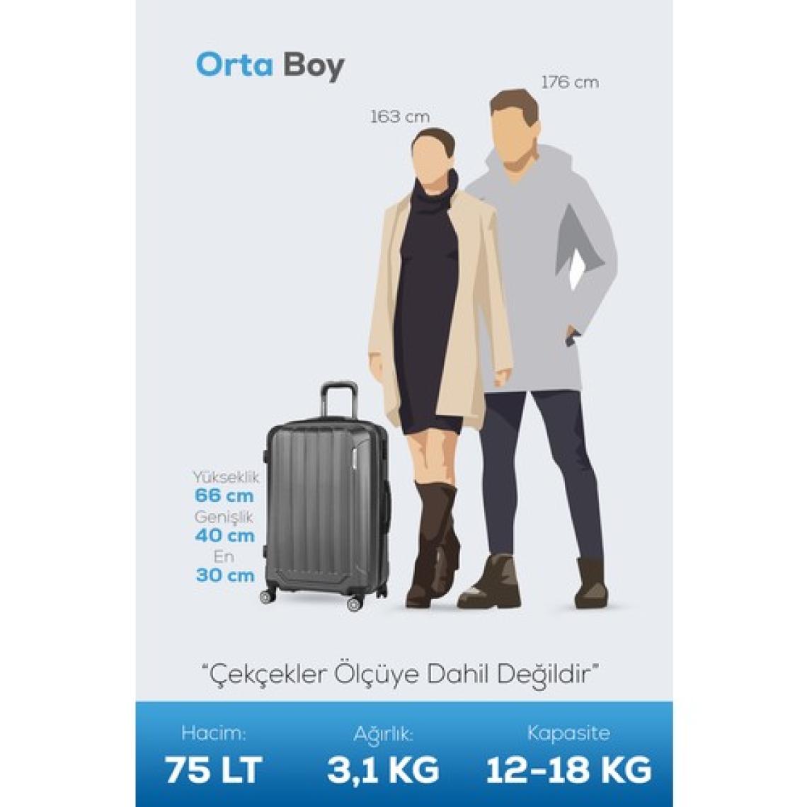 Polo&sky Spring Model Füme Renk Orta Boy Valiz Bavul