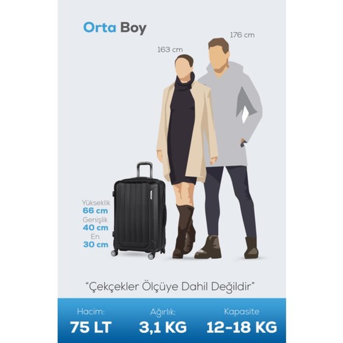 Polo&Sky Spring  Model Siyah Renk Orta Boy Valiz Bavul