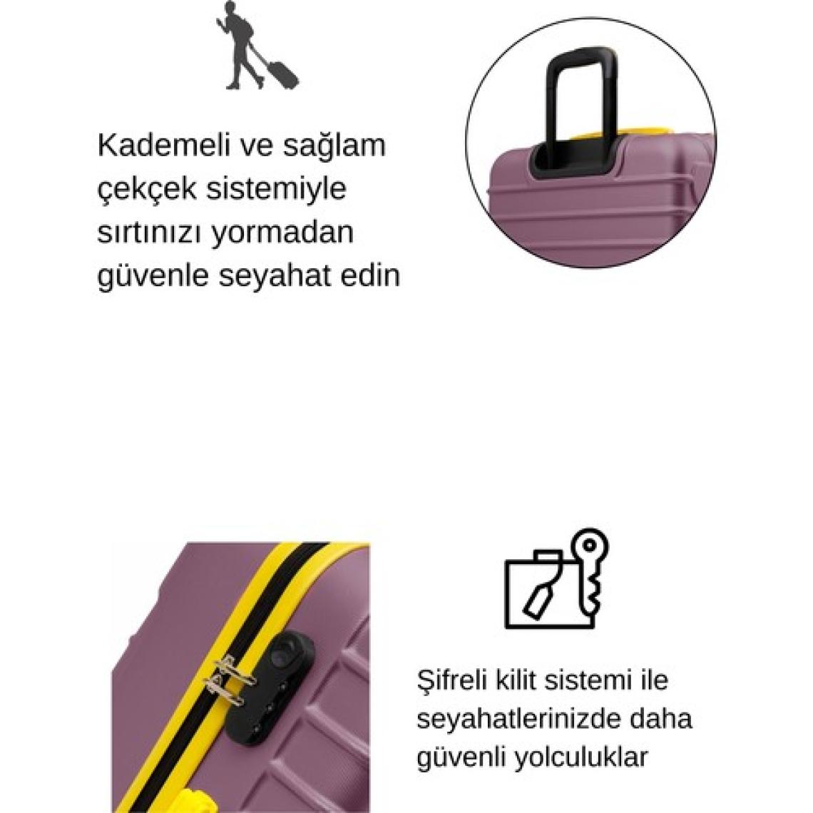 Orta Boy Valiz 4x2 Teker Rose 1168