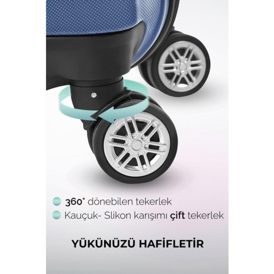 Polo&sky Elmas Model Lacivert Renk 2'li Valiz Seti (Kabin+Orta)