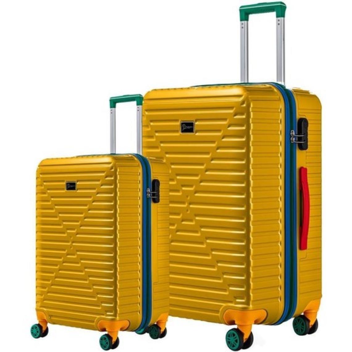 Orta Ve Kabin Boy 2'li Valiz Seti %100 Polikarbon Valiz 4x2 Teker Sarı 1088