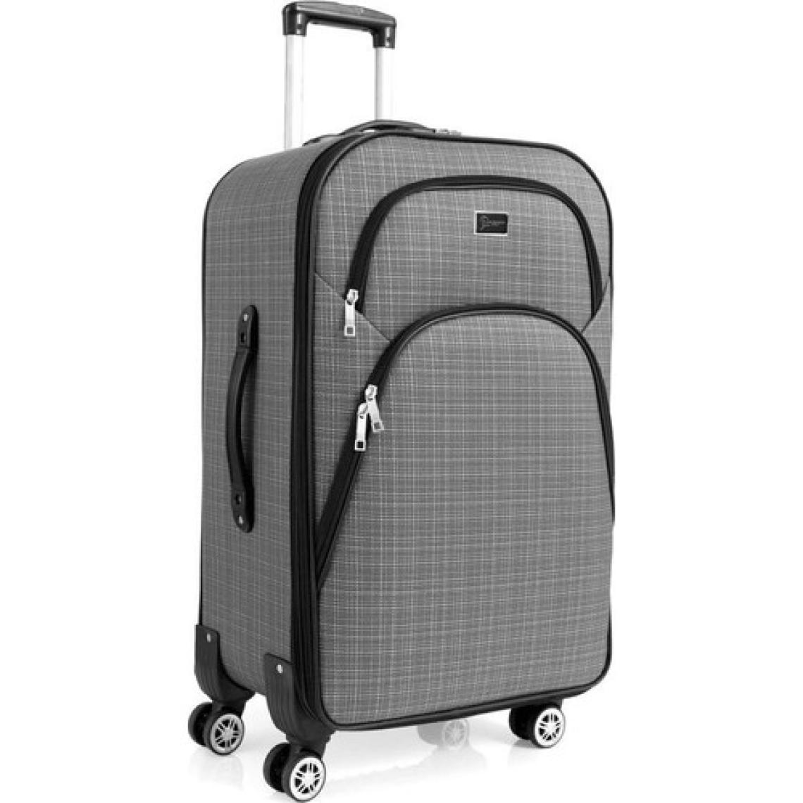 Büyük Boy 4 Teker Kumaş Valiz Gri 1081