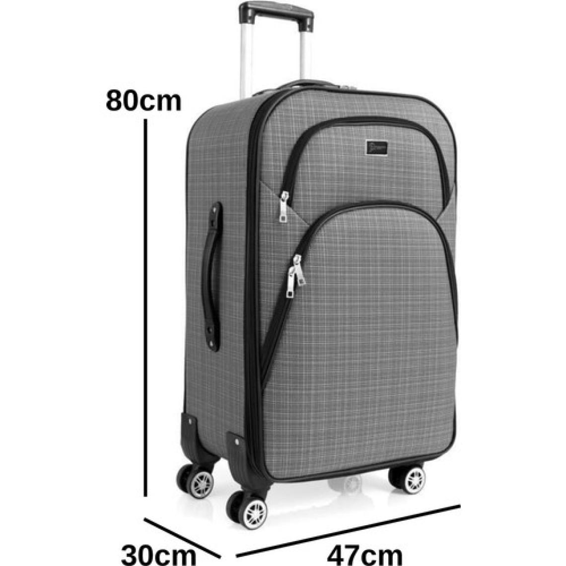 Büyük Boy 4 Teker Kumaş Valiz Gri 1081
