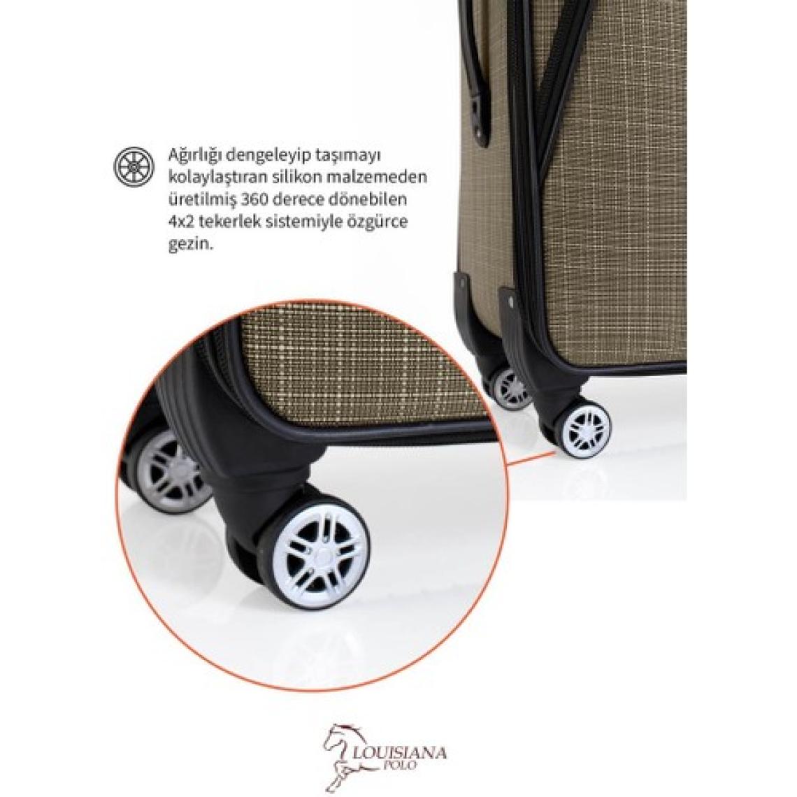 Büyük Boy 4 Teker Kumaş Valiz Bej 1081