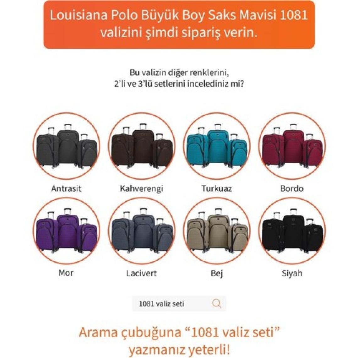 Büyük Boy 4 Teker Kumaş Valiz Saks Mavi 1081