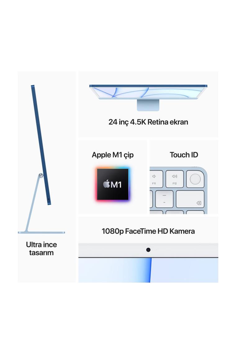iMac Pembe MGPM3TU/A Apple M1 8 GB 256 GB SSD 8C GPU 24" 4.5K All in One PC