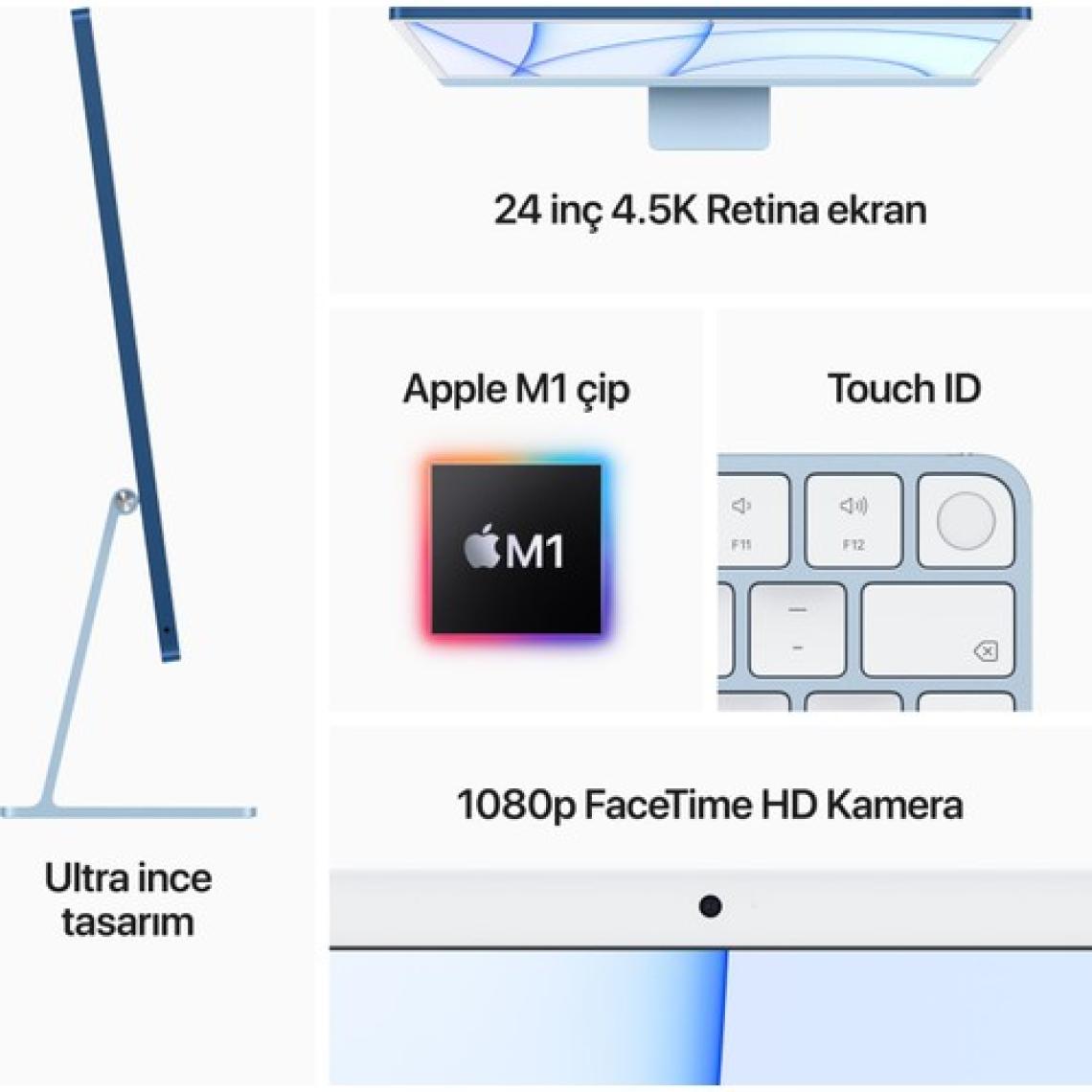 Apple iMac M1 Çip 8C GPU 8GB 512GB SSD macOS 24" 4.5K Retina All In One Bilgisayar MGPN3TU/A Pembe