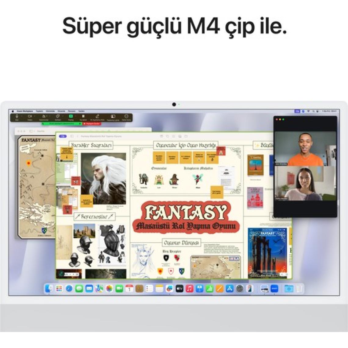 Apple iMac M4 Çip 16GB 256GB SSD macOS 24" All In One Bilgisayar MWUU3TU/A Gümüş