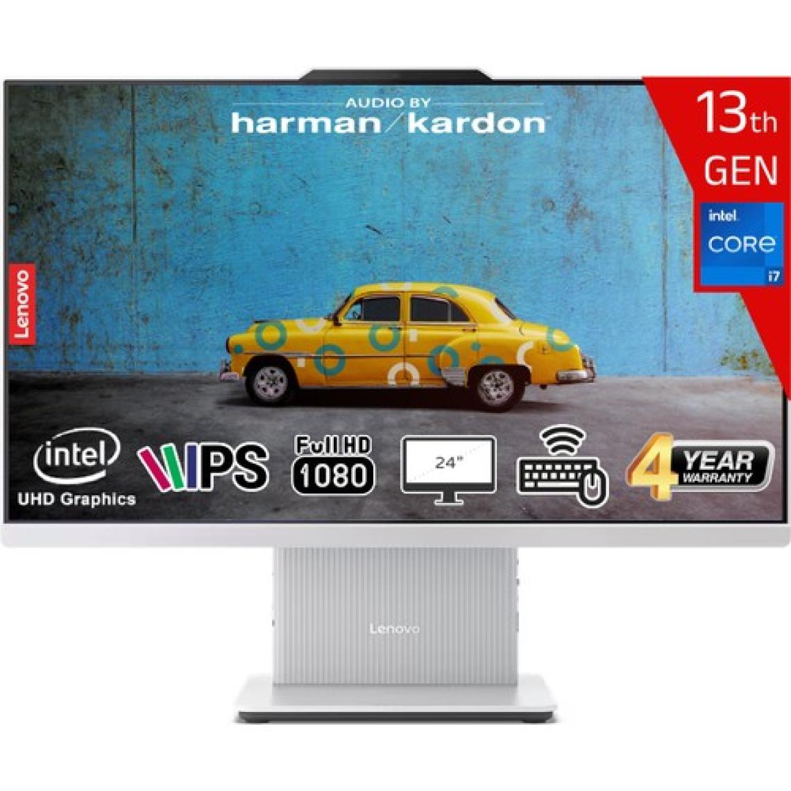 Lenovo Ideacentre Aıo 24IRH9 Intel Core I7 13620H 32GB Ddr5 1tb SSD Intel UHD Graphics WIN11PRO 23.8 IPS Fhd F0HN0056TR-321W Kablosuz Klavye+Mouse Beyaz All In One Bilgisayar