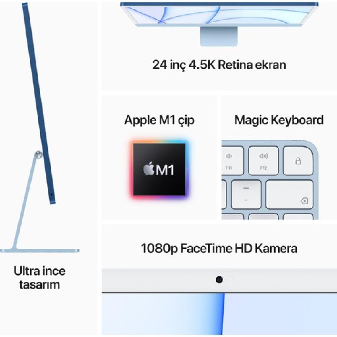 iMac Pembe MJVA3TU/A Apple M1 8 GB 256 GB SSD 24" 4.5K All in One PC