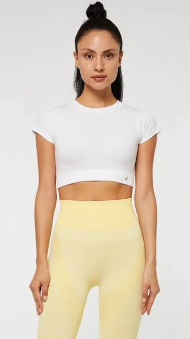Jerf Captiva Yumuşak Dokulu & Esnek Crop Top Beyaz