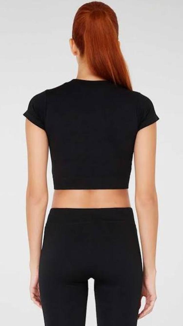 Jerf Captiva Yumuşak Dokulu & Esnek Crop Top Siyah
