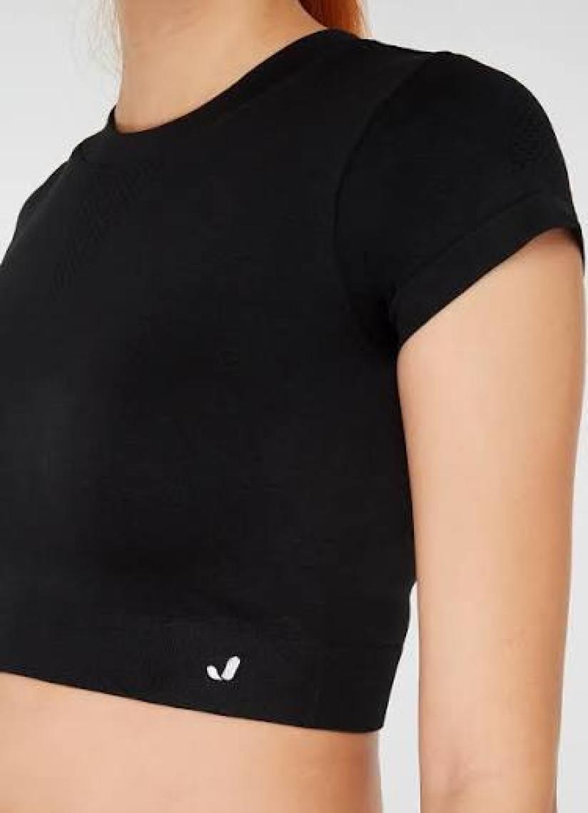 Jerf Captiva Yumuşak Dokulu & Esnek Crop Top Siyah