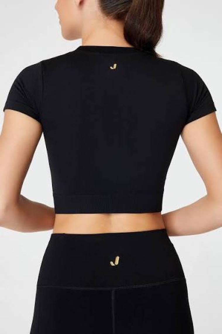 Jerf Captiva Yumuşak Dokulu & Esnek Crop Top Siyah
