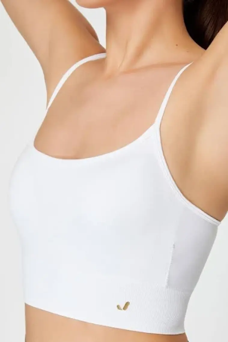 Jerf Vella Ip Askılı Konfor Sport Bra Beyaz