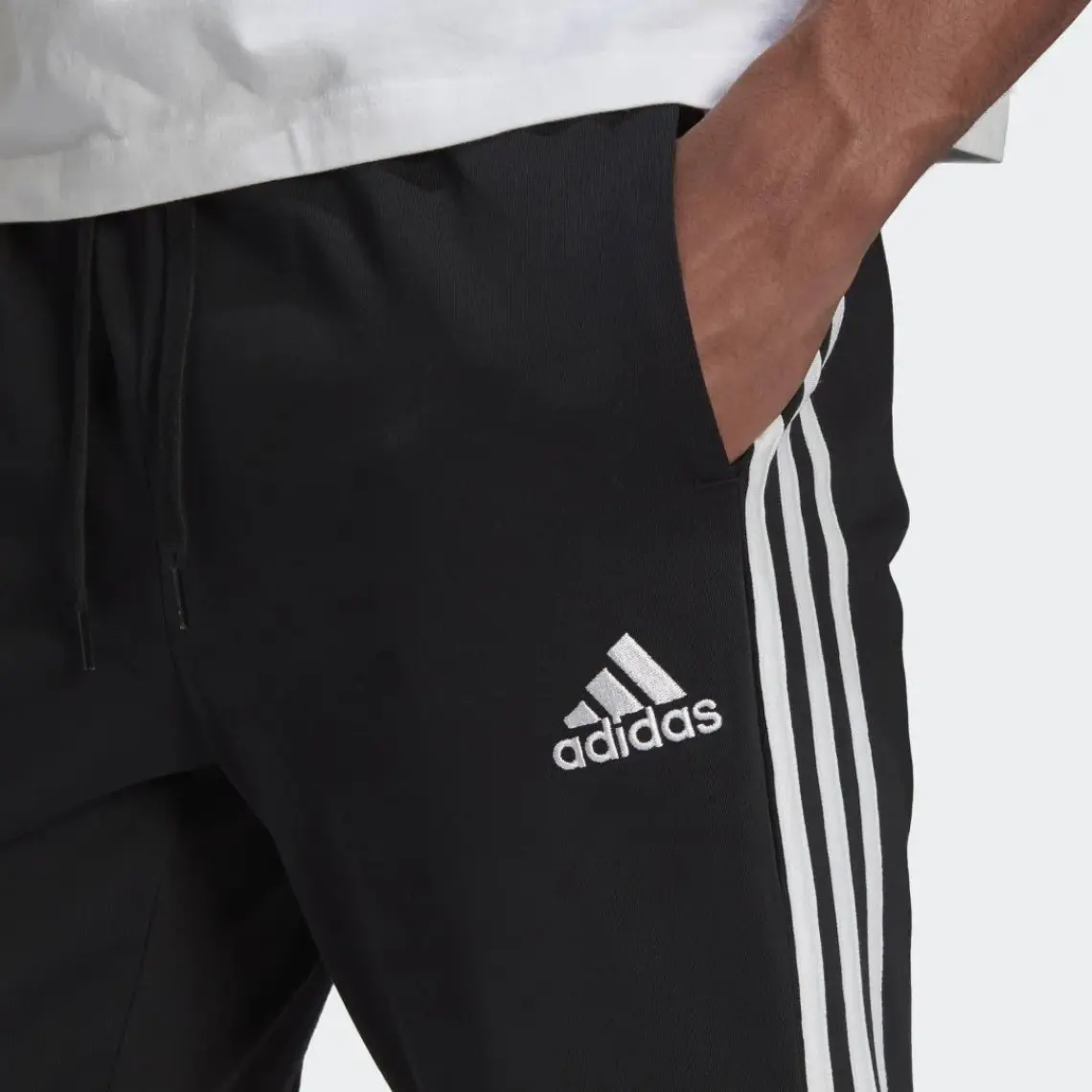 Adidas Sportswear GK8995 Essentials Single Jersey Tapered Open Hem 3-Stripes Pants