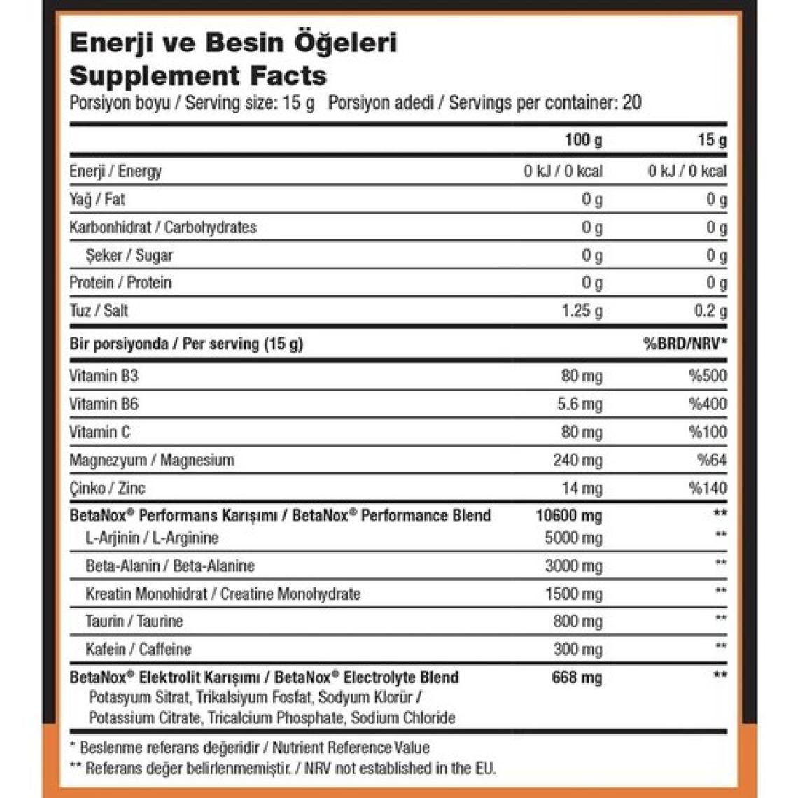 Xtreme Nutrition Betanox Pre Workout 300G 20 Servis