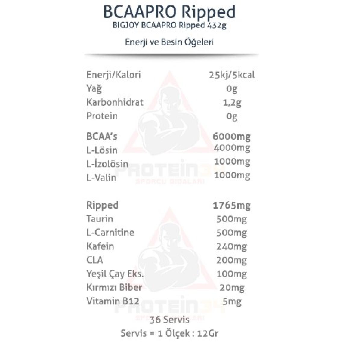 Bigjoy Bcaapro 4:1:1 Ripped 432GR 3 Aromalı Bcaa Powder