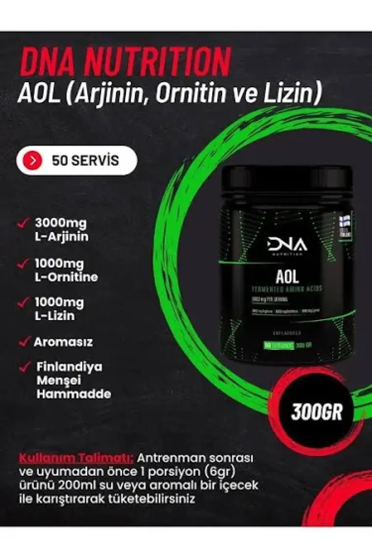 Dna Nutrition Aol (Arjinin - Ornitin - Lizin) 300 gr