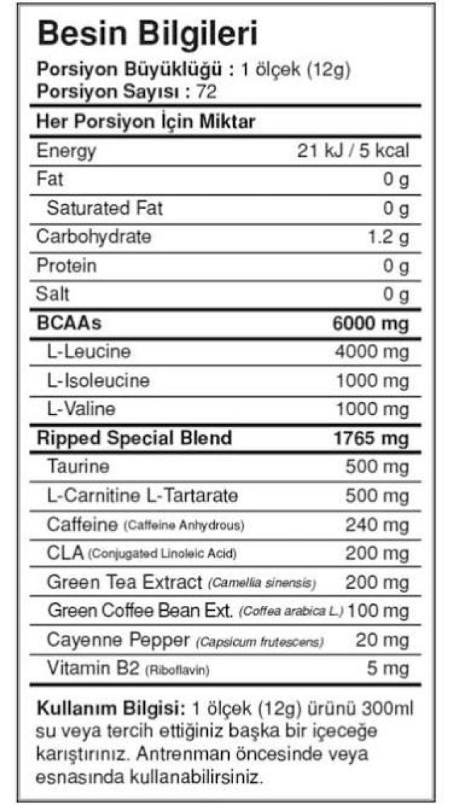 Bigjoy Sports Bcaapro Ripped Bcaa L-Carnitine  Taurine Caffeine Amino Asit Ananas Aroma 864g