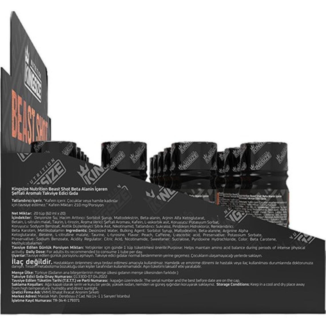 Kingsize Nutrition Beast Shot Pre-Workout 60 ml 20 Adet