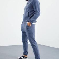 Tommy Life Petrol Yarım Fermuar Dik Yaka Lastik Paça Polar Erkek Eşofman Takımı - 85159