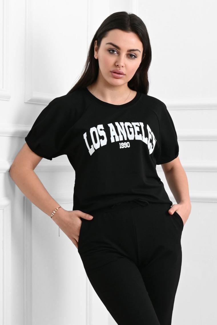 Kadın Yazı Baskılı Kısa Kollu Eşofman Takımı 3737-23