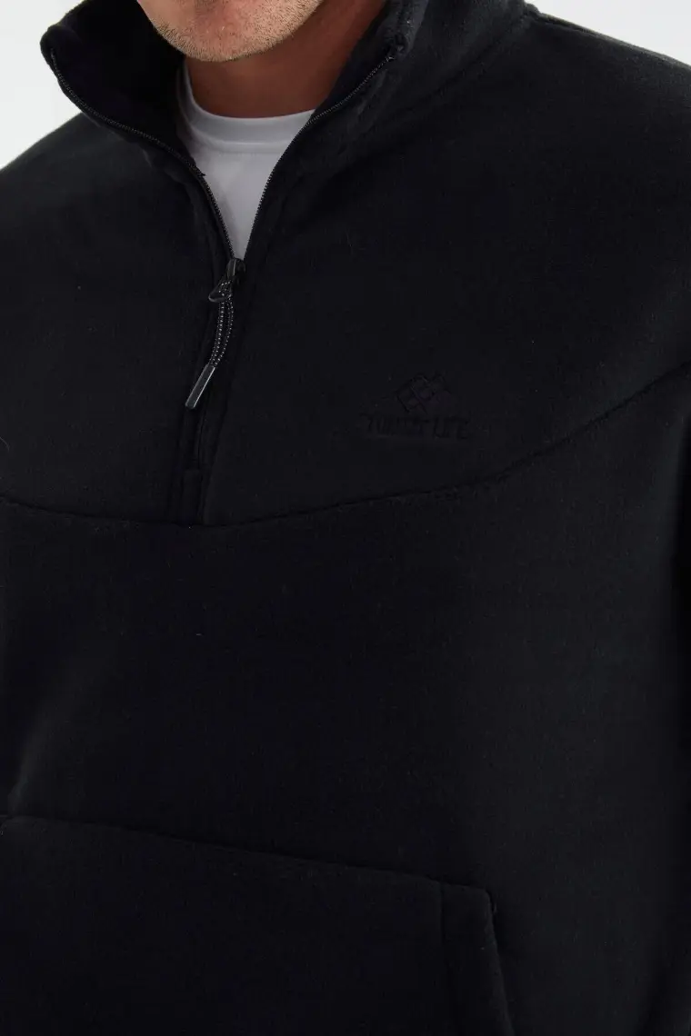 Tommy Life Tommy Life  Siyah Erkek Yarım Fermuar Dik Yaka Lastik Paça Polar Eşofman Takımı - 85159