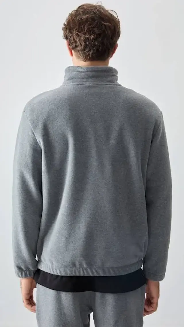 Tommy Life Petrol Yarım Fermuar Dik Yaka Lastik Paça Polar Erkek Eşofman Takımı - 85159
