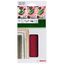 Bosch - Titreşimli Zımpara Kağıdı 10'Lu Set, 93 X 185 Mm 60/120/180 Kum 8 Delik